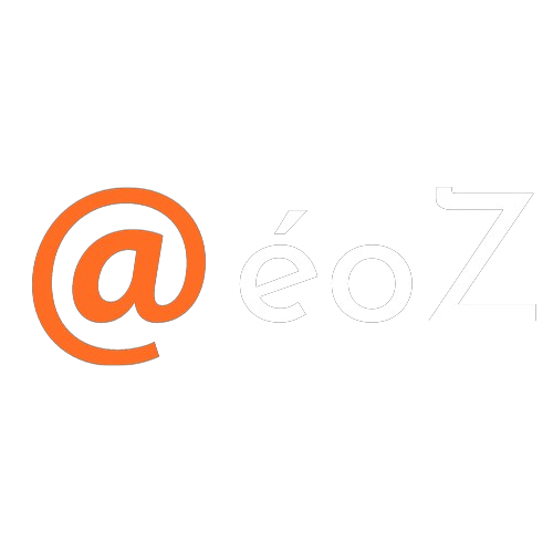 logo marque @éoz sans fond orange et blanc